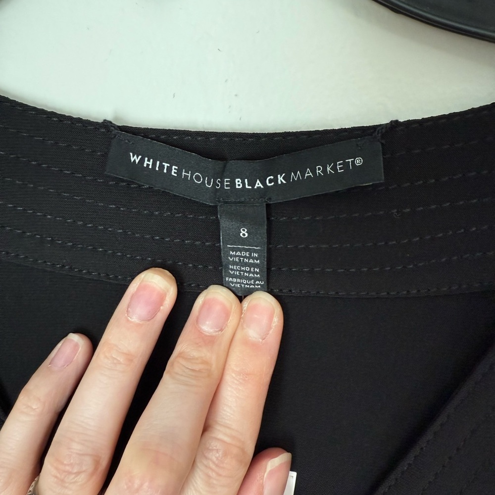 NEW White House Black Market Reversible A-Line Wrap Dress Size 8 Black White - Picture 7 of 14